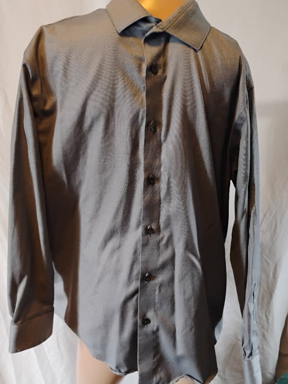 Awearness Kenneth Cole | Gray Non-Iron Slim Fit Dress Shirt | 16.5 (32/33) | Lik